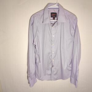 Egara L Slim Fit Stretch Non Iron Dress Shirt Purple Geometric Cotton Mens